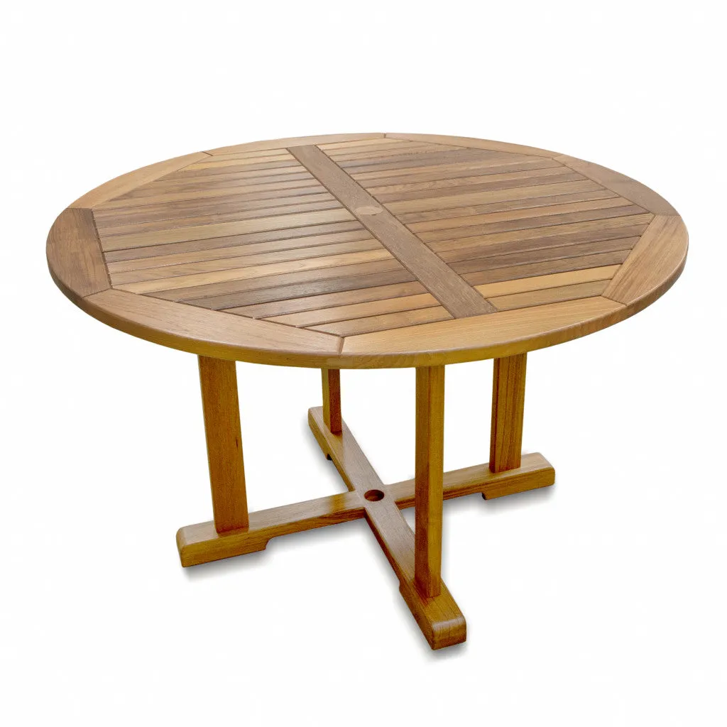 Brown Round Solid Teak Wood Dining Table By Homeroots