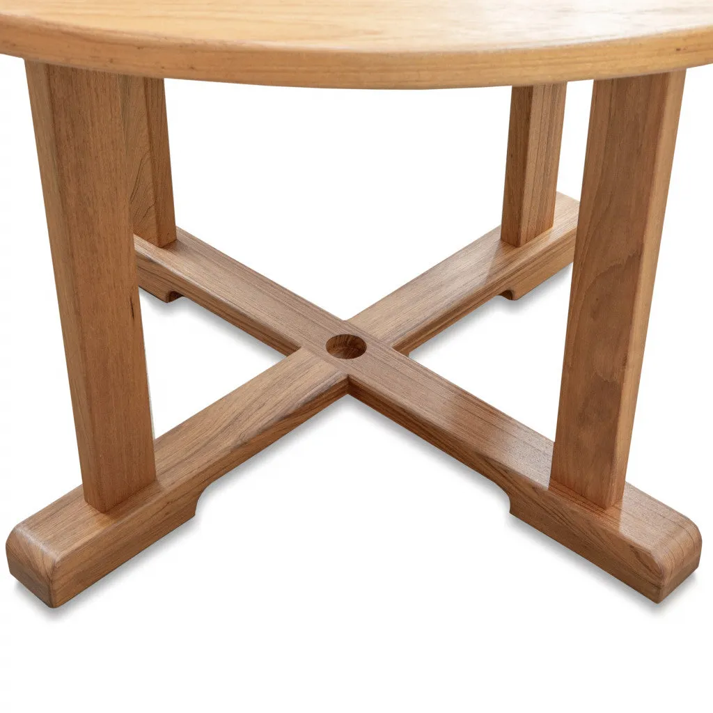 Brown Round Solid Teak Wood Dining Table By Homeroots