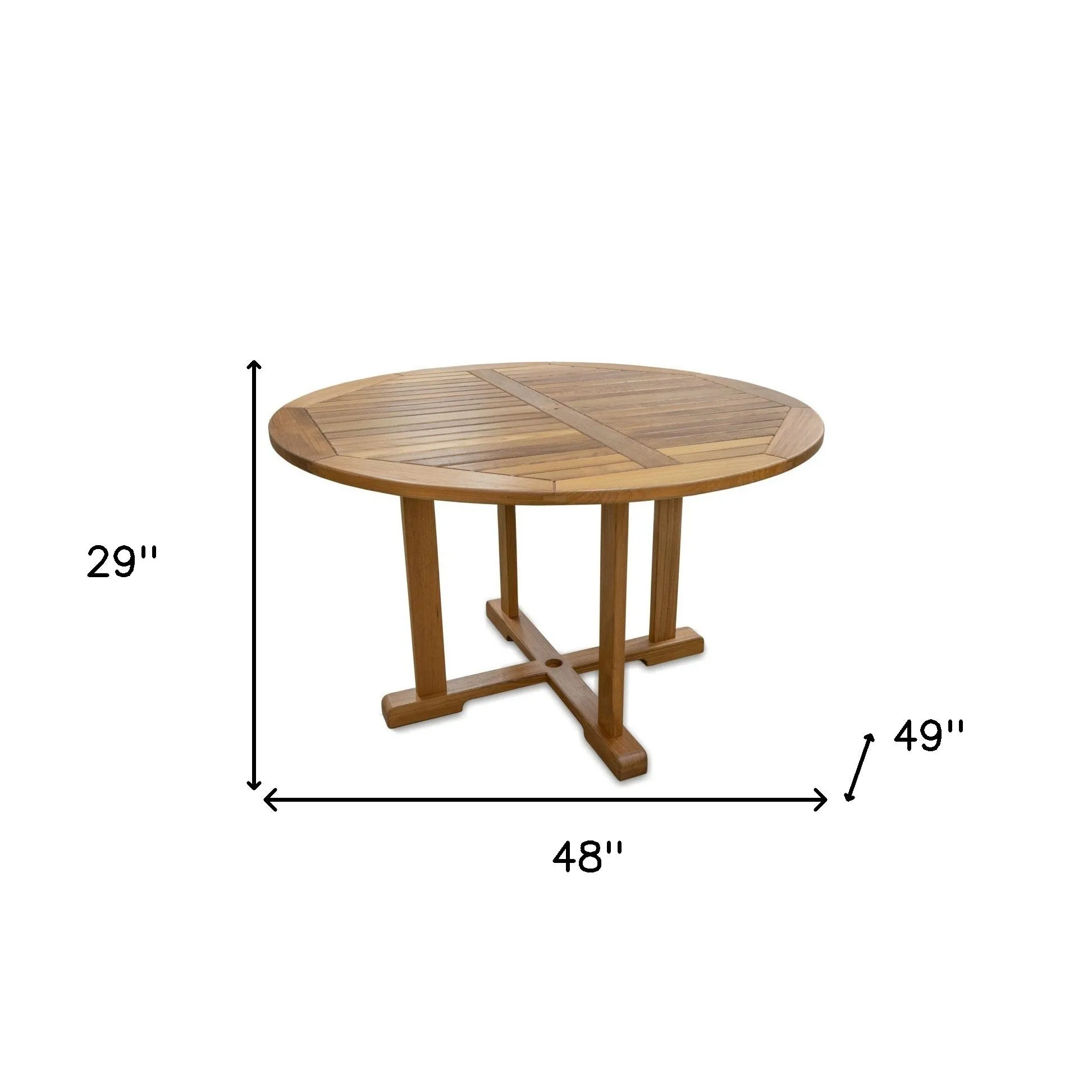 Brown Round Solid Teak Wood Dining Table By Homeroots