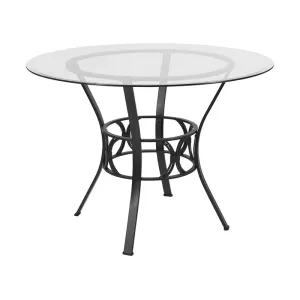 Carlisle 42'' Round Glass Dining Table With Black Metal Frame By Flash Furniture