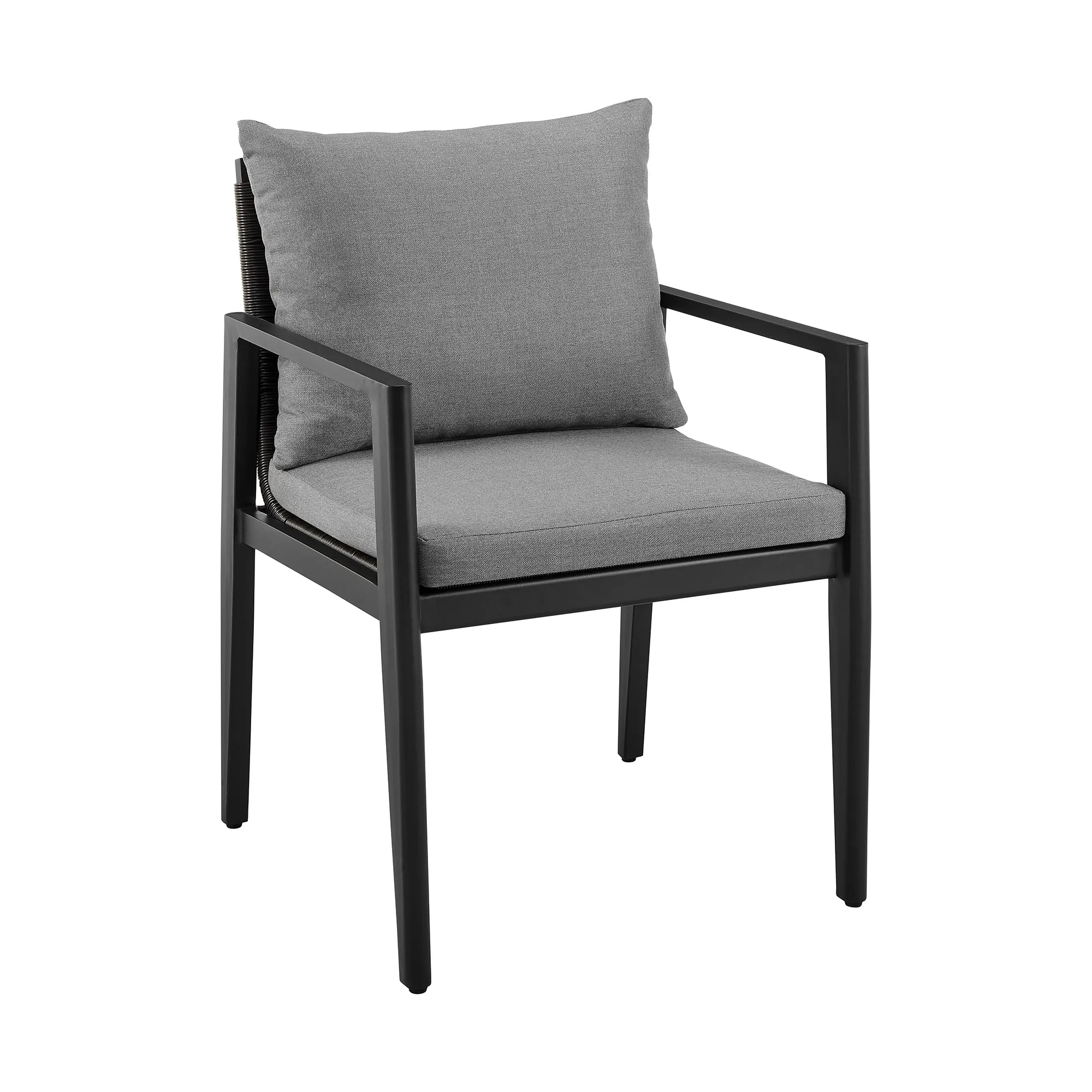 Cayman Outdoor Patio 7-Piece Dining Table Set in Aluminum with Gray Cushions By Armen Living