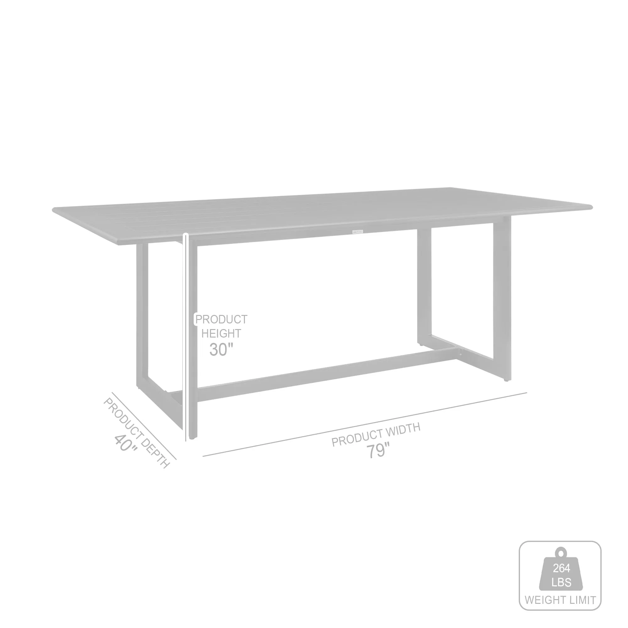 Cayman Outdoor Patio 7-Piece Dining Table Set in Aluminum with Gray Cushions By Armen Living