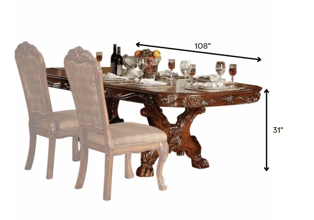 Cherry Oak Wood Poly Resin Dining Table With Trestle Pedestal By Homeroots