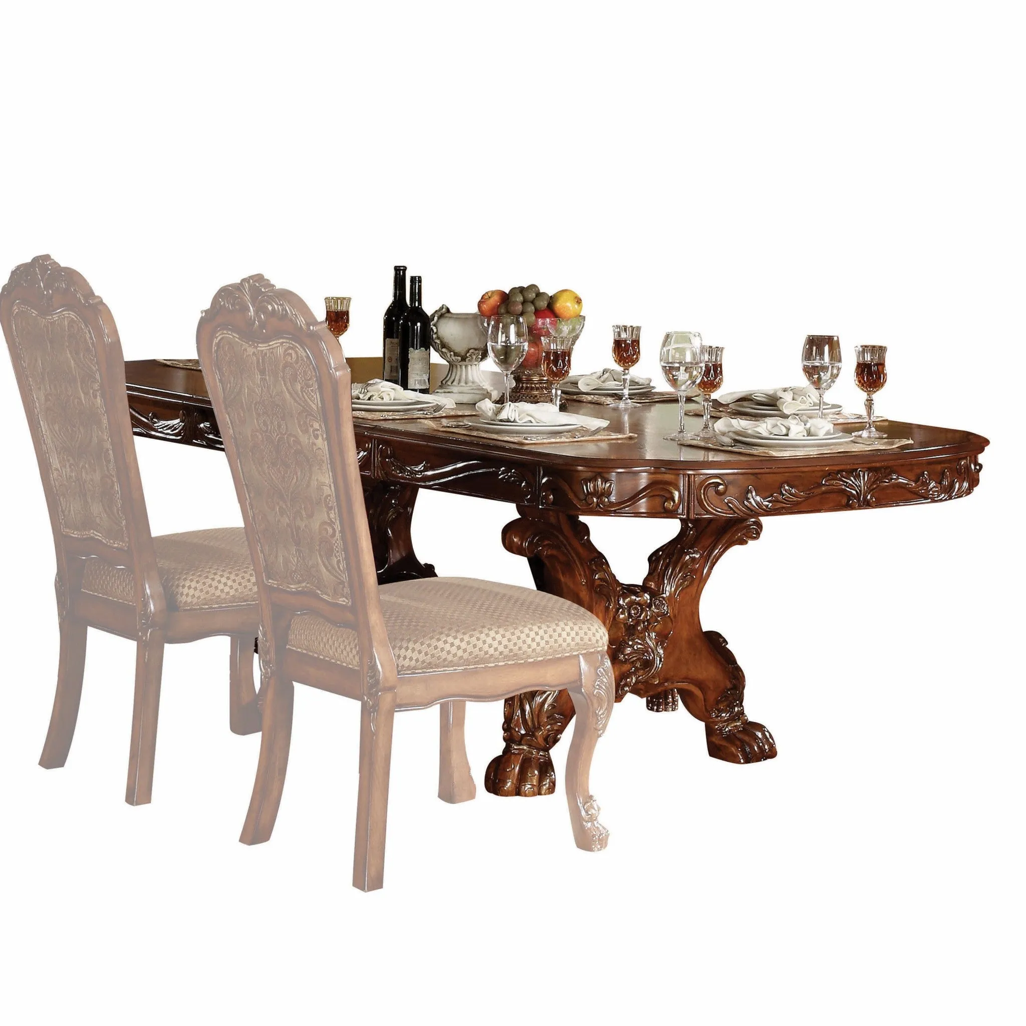 Cherry Oak Wood Poly Resin Dining Table With Trestle Pedestal By Homeroots