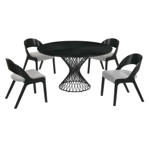 Cirque and Polly 5 Piece Black Round Dining Set By Armen Living