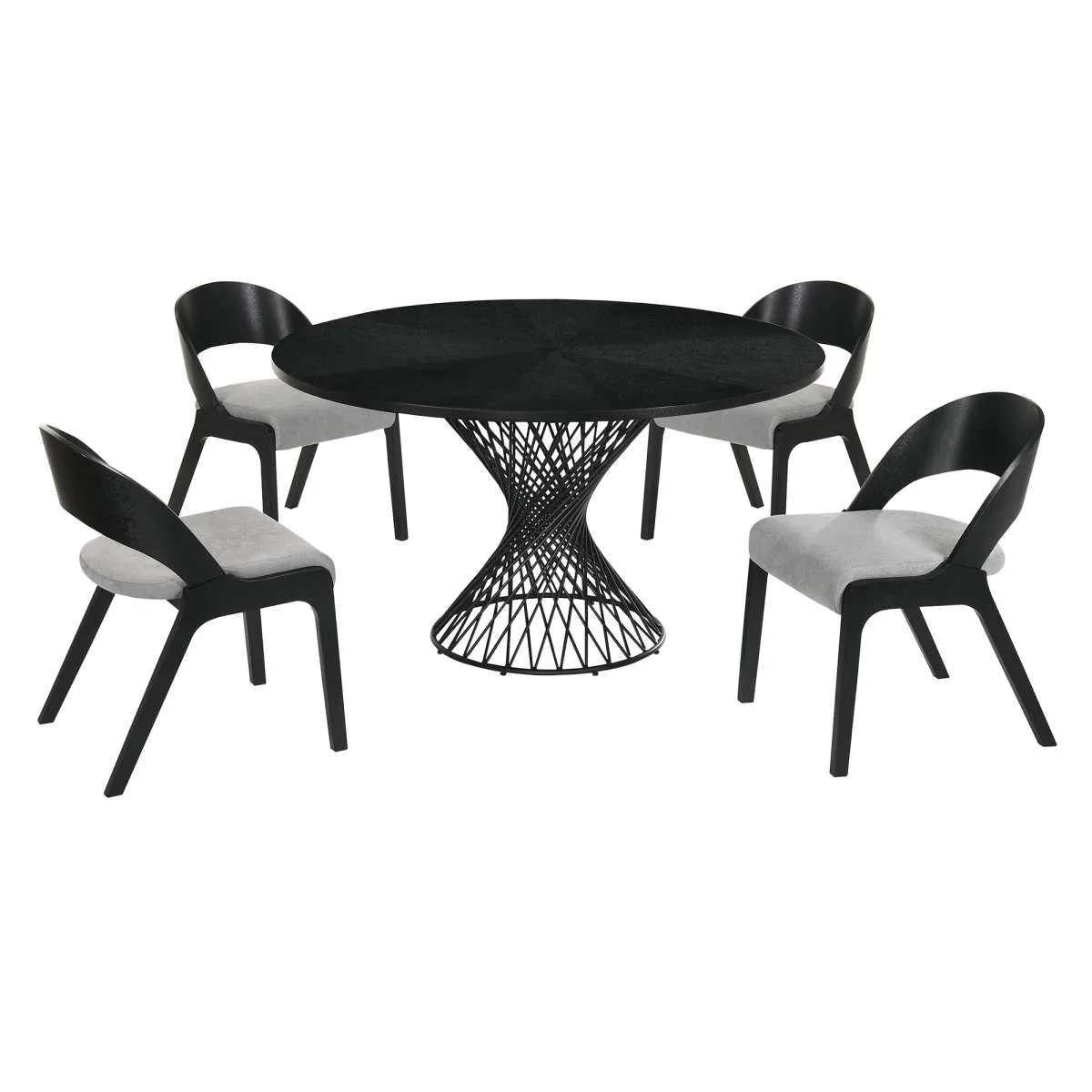 Cirque and Polly 5 Piece Black Round Dining Set By Armen Living