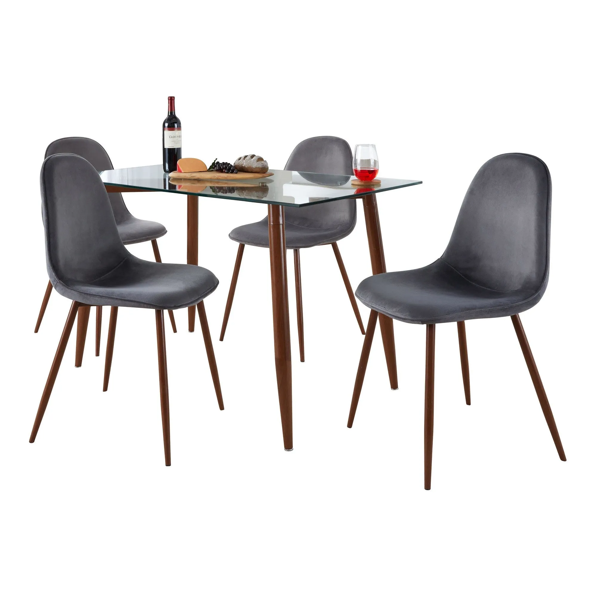 Clara-Pebble Dining Set - 5 Piece By LumiSource - DS5-CLRAWLCL 4PEBVWLBK