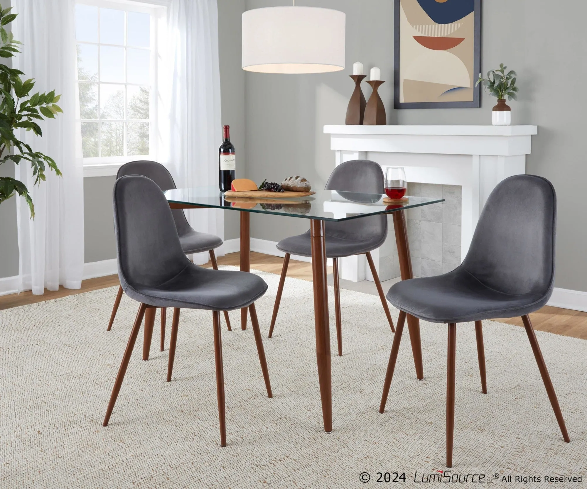Clara-Pebble Dining Set - 5 Piece By LumiSource - DS5-CLRAWLCL 4PEBVWLBK