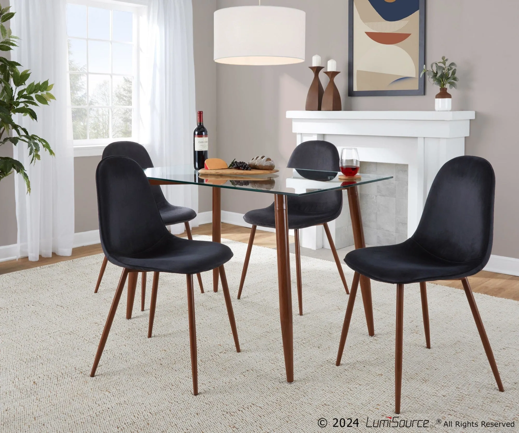 Clara-Pebble Dining Set - 5 Piece By LumiSource - DS5-CLRAWLCL 4PEBVWLBK