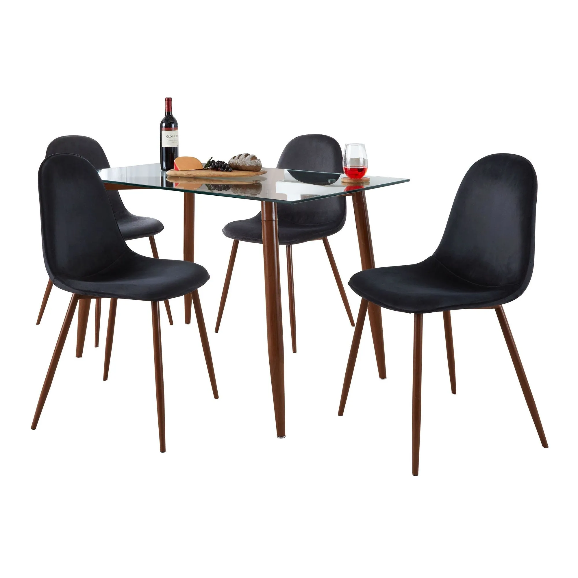 Clara-Pebble Dining Set - 5 Piece By LumiSource - DS5-CLRAWLCL 4PEBVWLBK