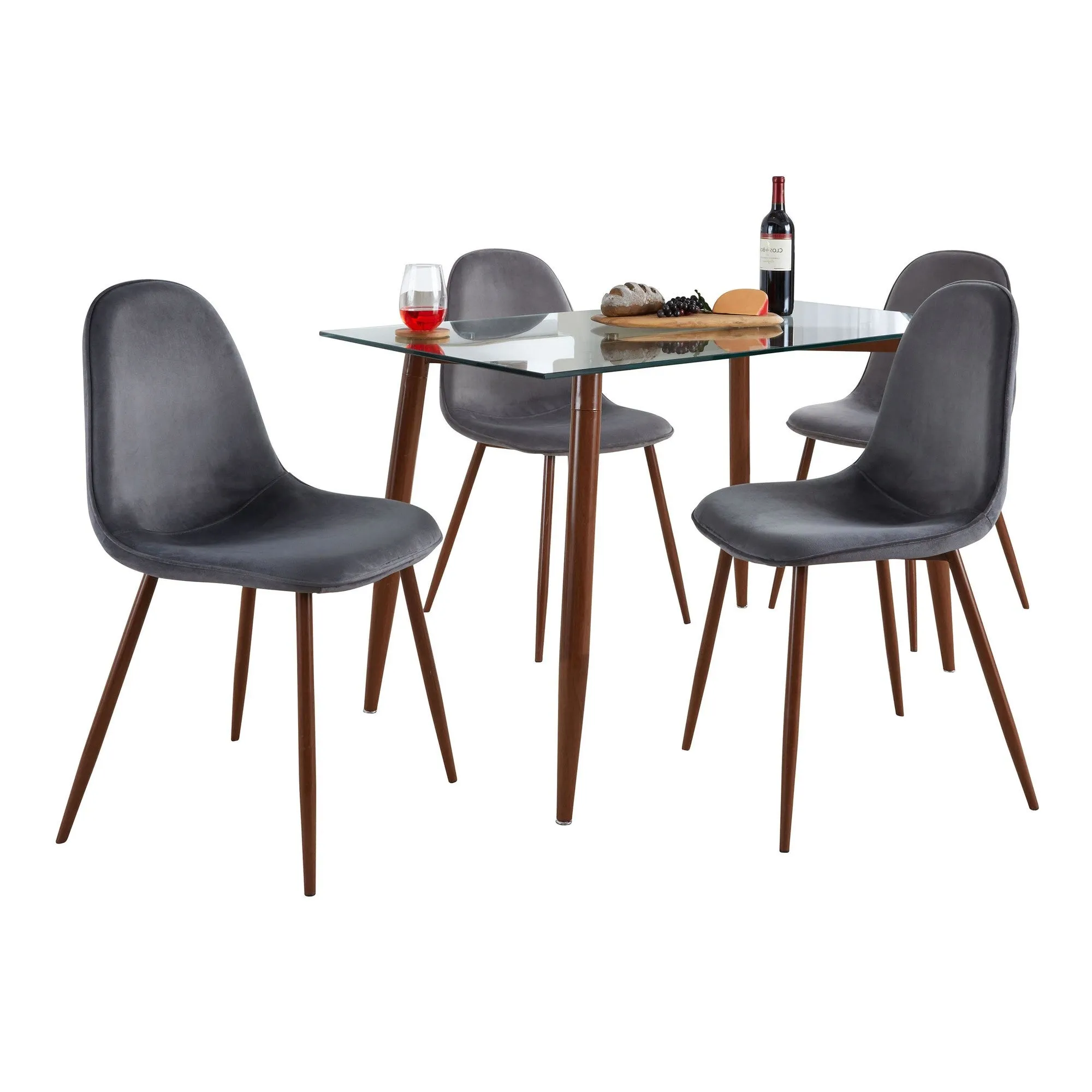 Clara-Pebble Dining Set - 5 Piece By LumiSource - DS5-CLRAWLCL 4PEBVWLBK