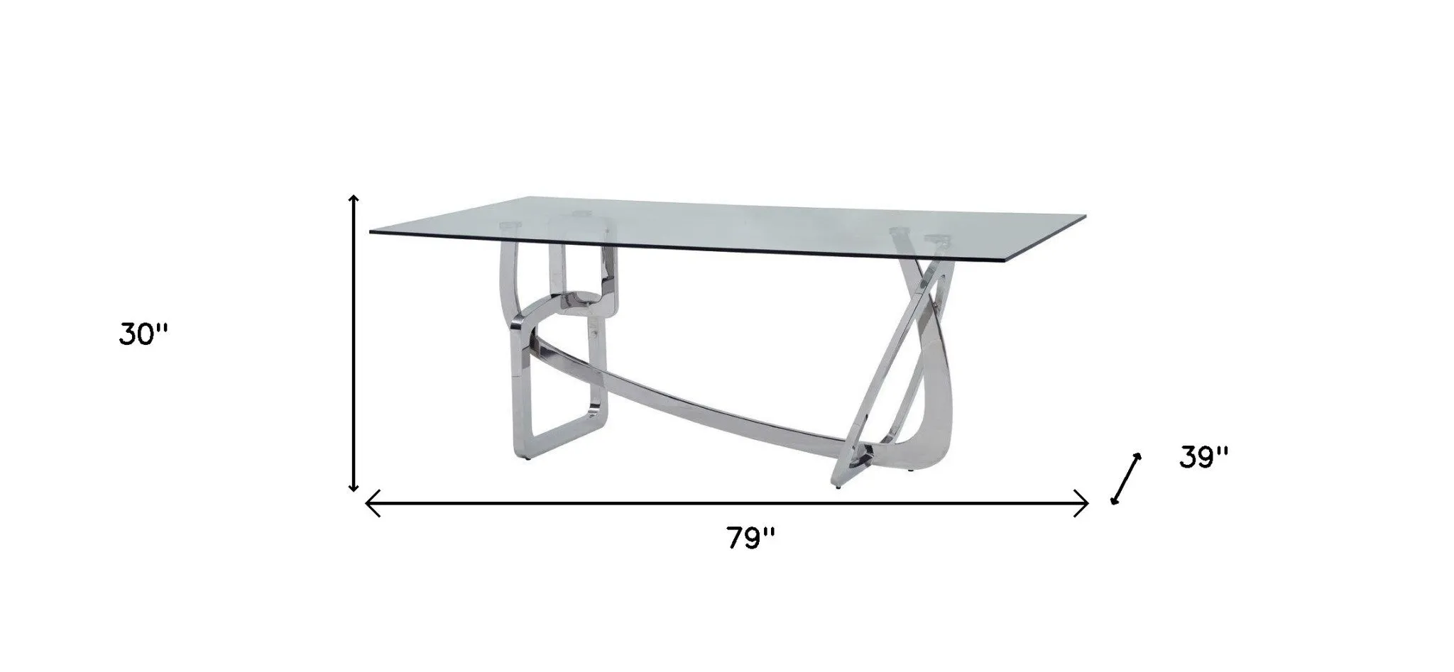 Clear And Silver Glass And Stainless Steel Trestle Base Dining Table By Homeroots