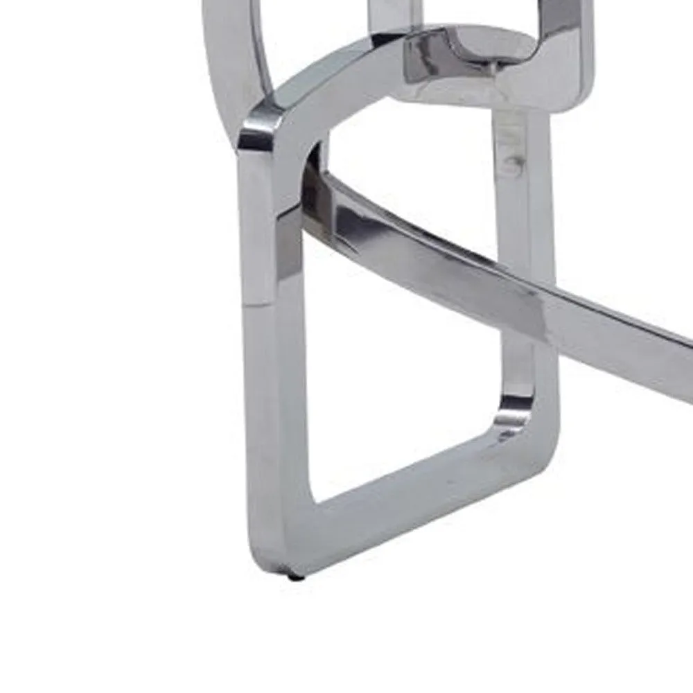 Clear And Silver Glass And Stainless Steel Trestle Base Dining Table By Homeroots