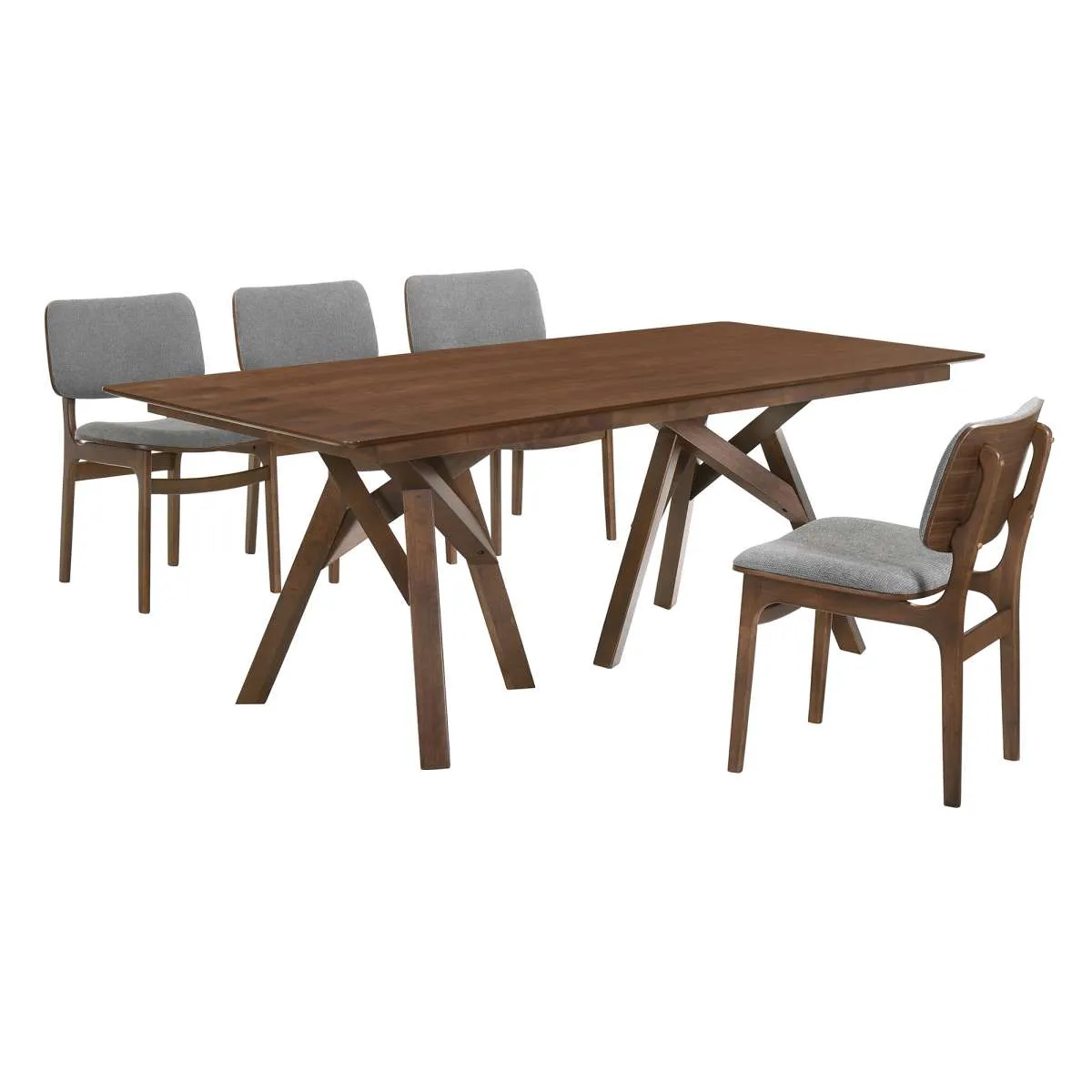 Cortina and Lima 5 Piece Walnut Rectangular Dining Set By Armen Living