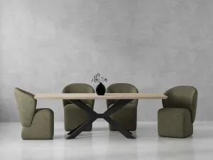 Crossings - Rectangular Dining Table With 4 Upholstered Chairs - Natural & Green
