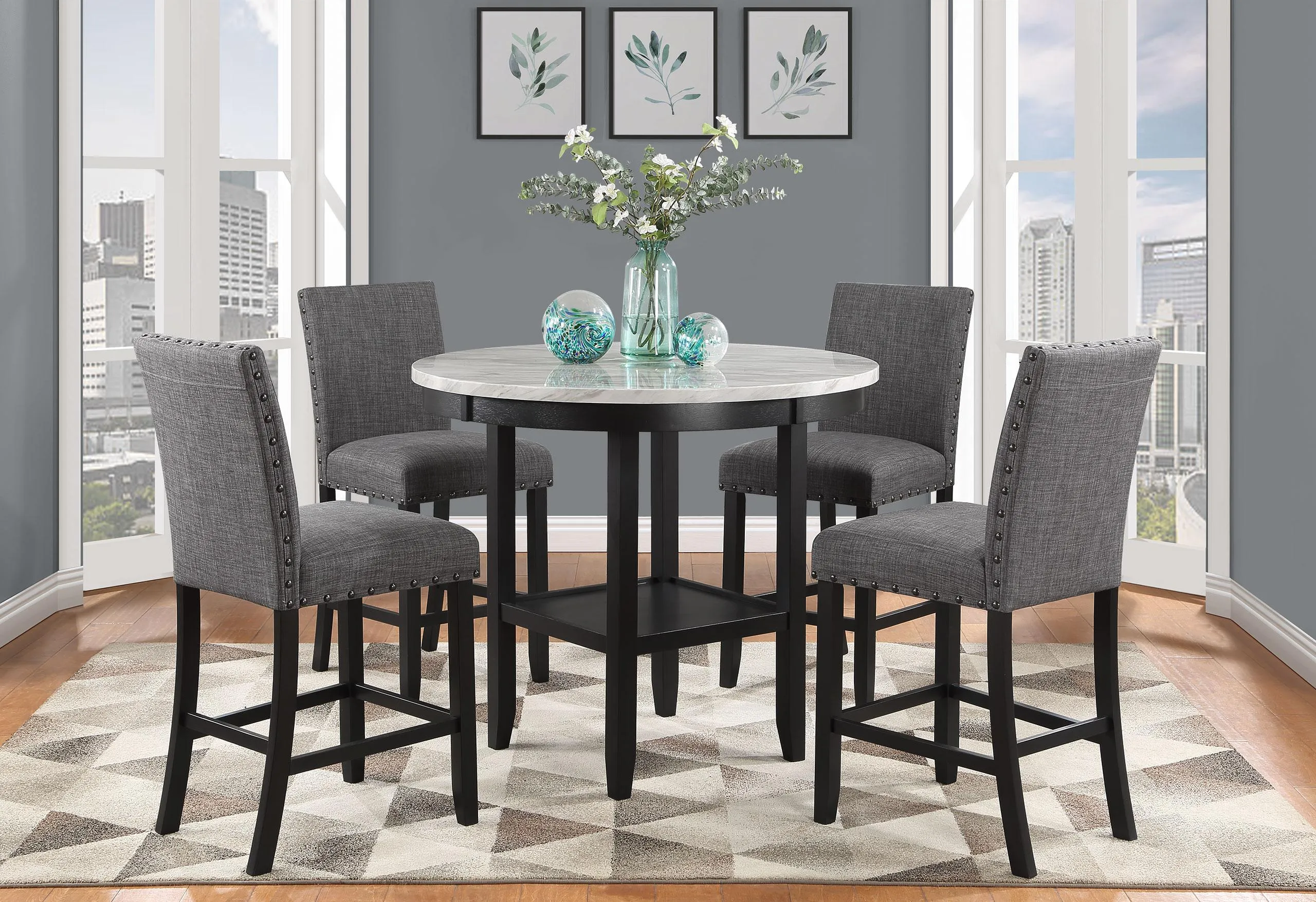 D40011 BAR TABLE   4 D1622 BAR STOOLS