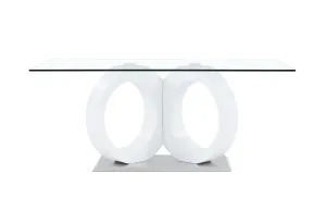 D9002 - Dining Table - Clear / Silver / White