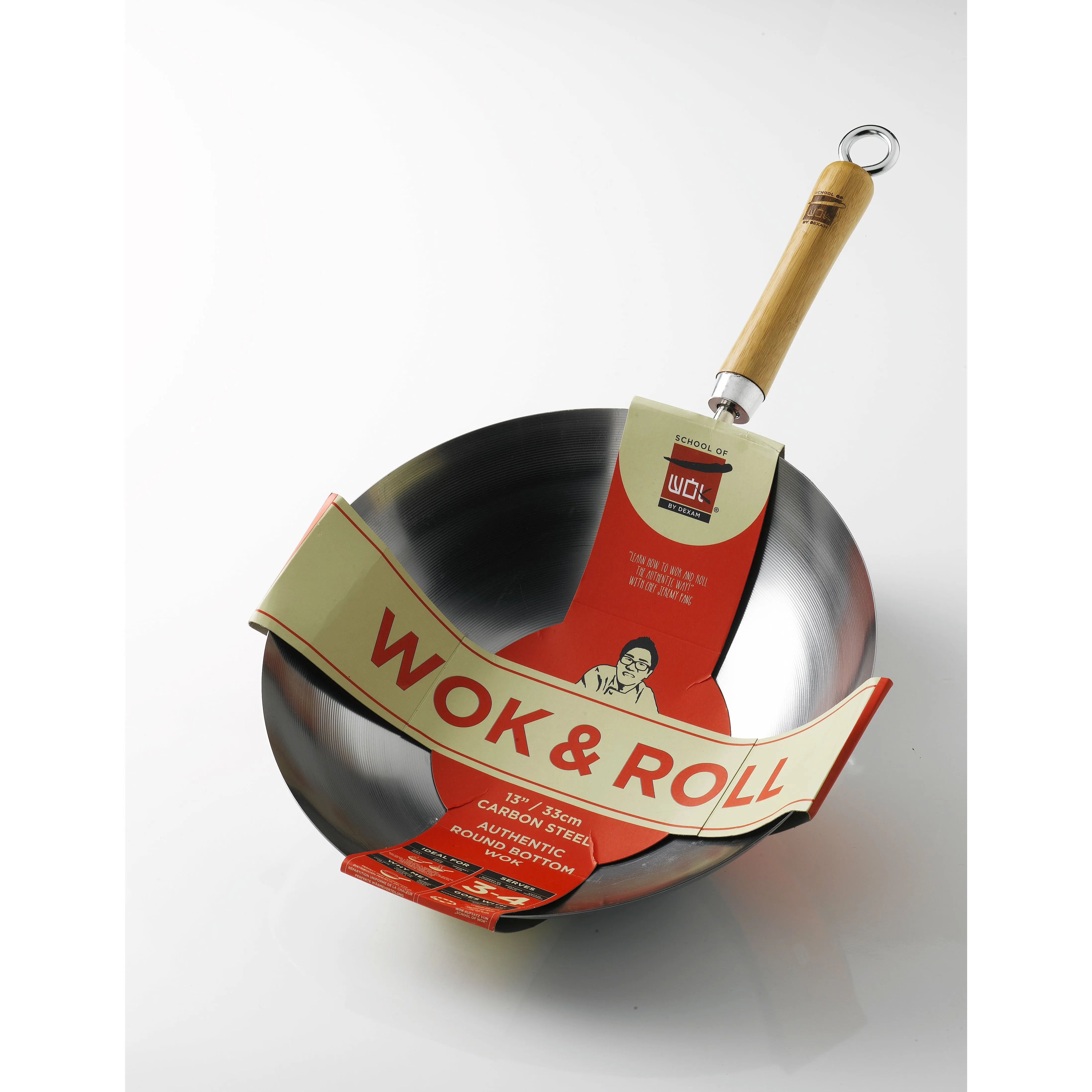 Dexam School of Wok Carbon Steel Round Bottomed Wok