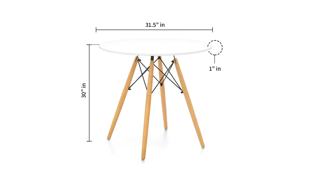 Eiffel Dining Table 32" Round White By Modholic