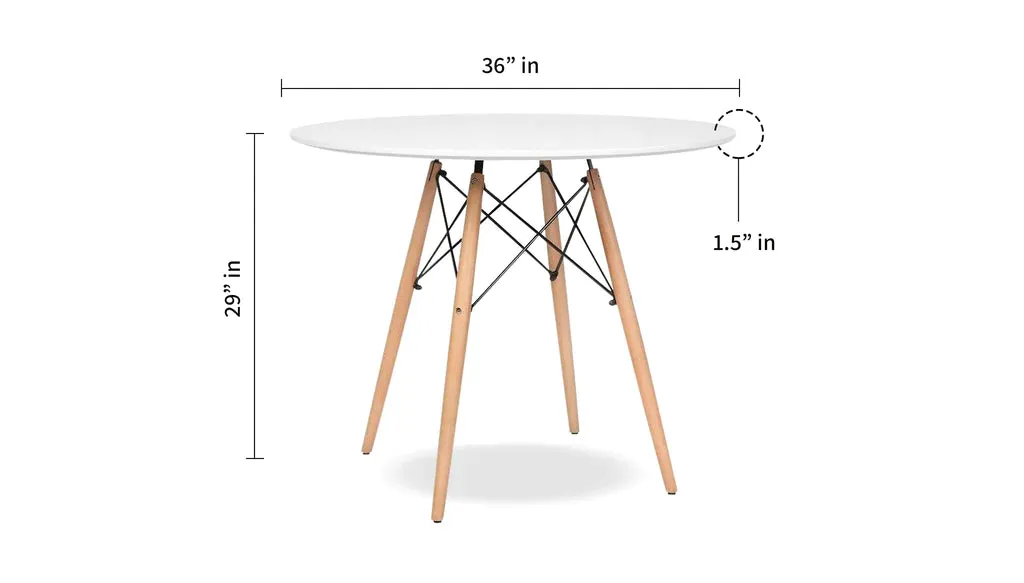 Eiffel Dining Table 32" Round White By Modholic