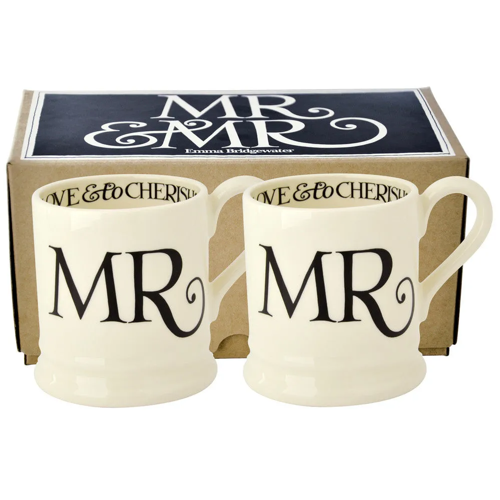 Emma Bridgewater Black Toast Mr & Mrs Half Pint Mugs - All Sets