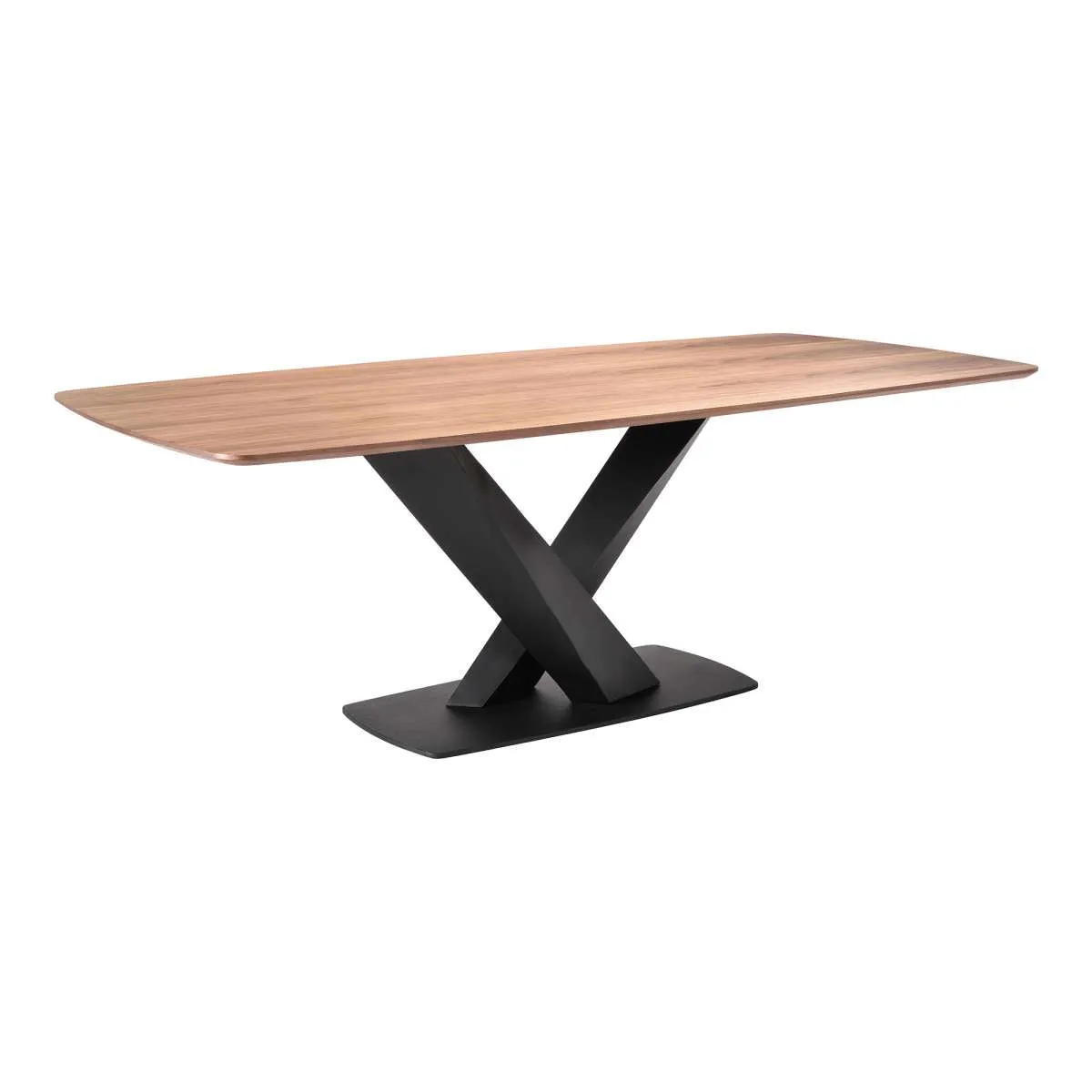 Everett Contemporary Dining Table in Matte Black Finish and Walnut Top By Armen Living