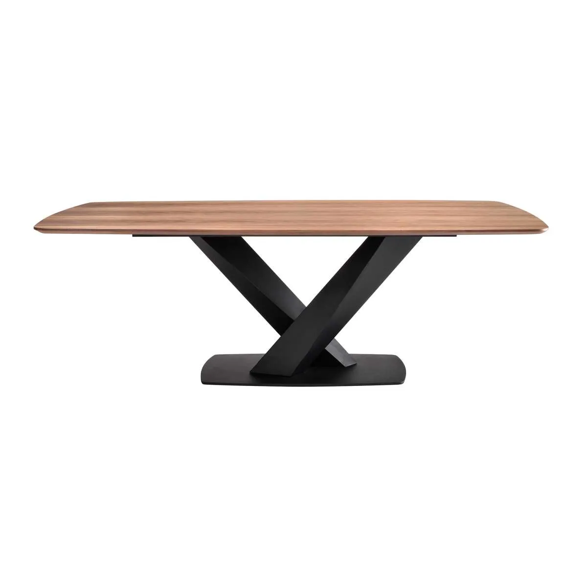 Everett Contemporary Dining Table in Matte Black Finish and Walnut Top By Armen Living