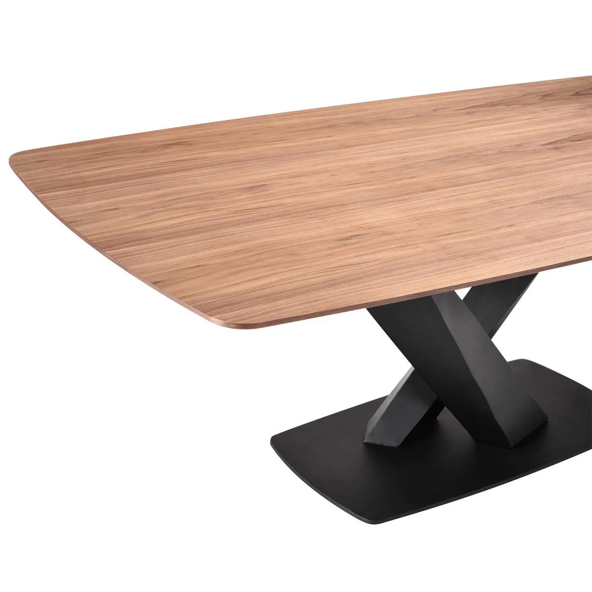 Everett Contemporary Dining Table in Matte Black Finish and Walnut Top By Armen Living