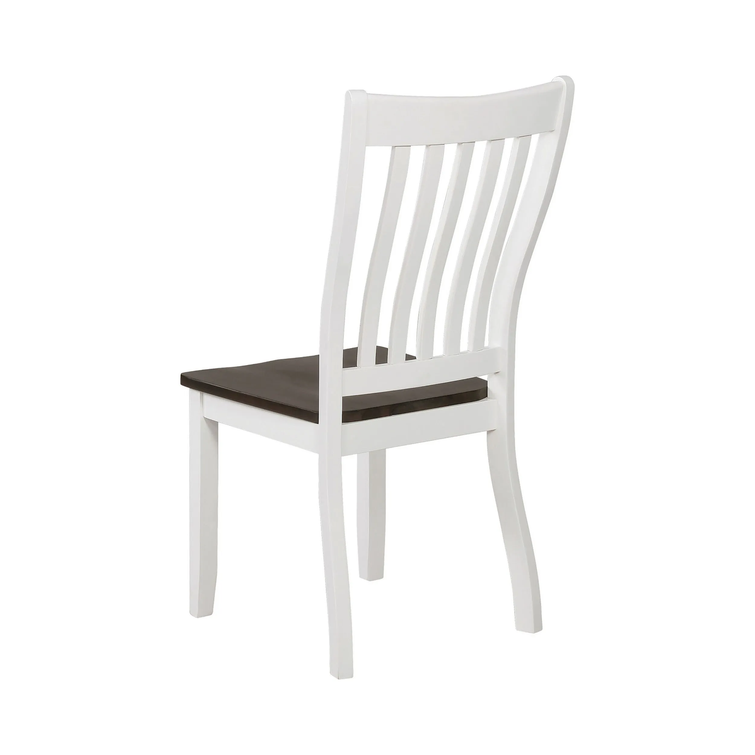 Farmhouse Wooden Dining Chair With Slatted Back Set Of 2 White And Brown By Benzara
