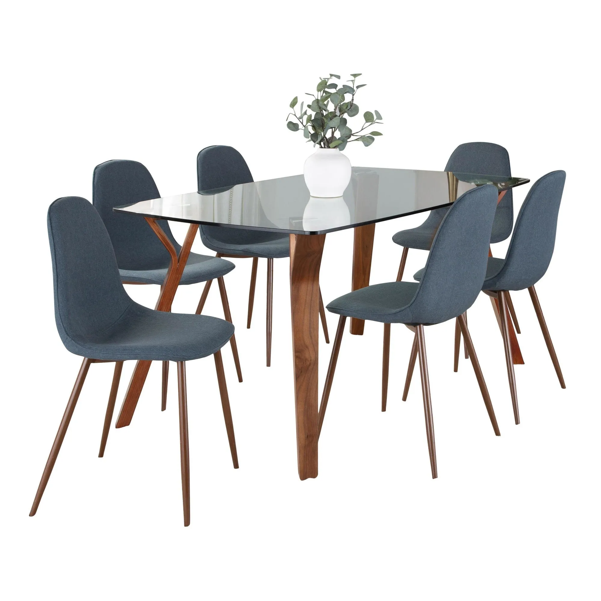 Folia Pebble Dining Set - 7 Piece By LumiSource - DS7-FOLIAWLCL 6PEBWLBU