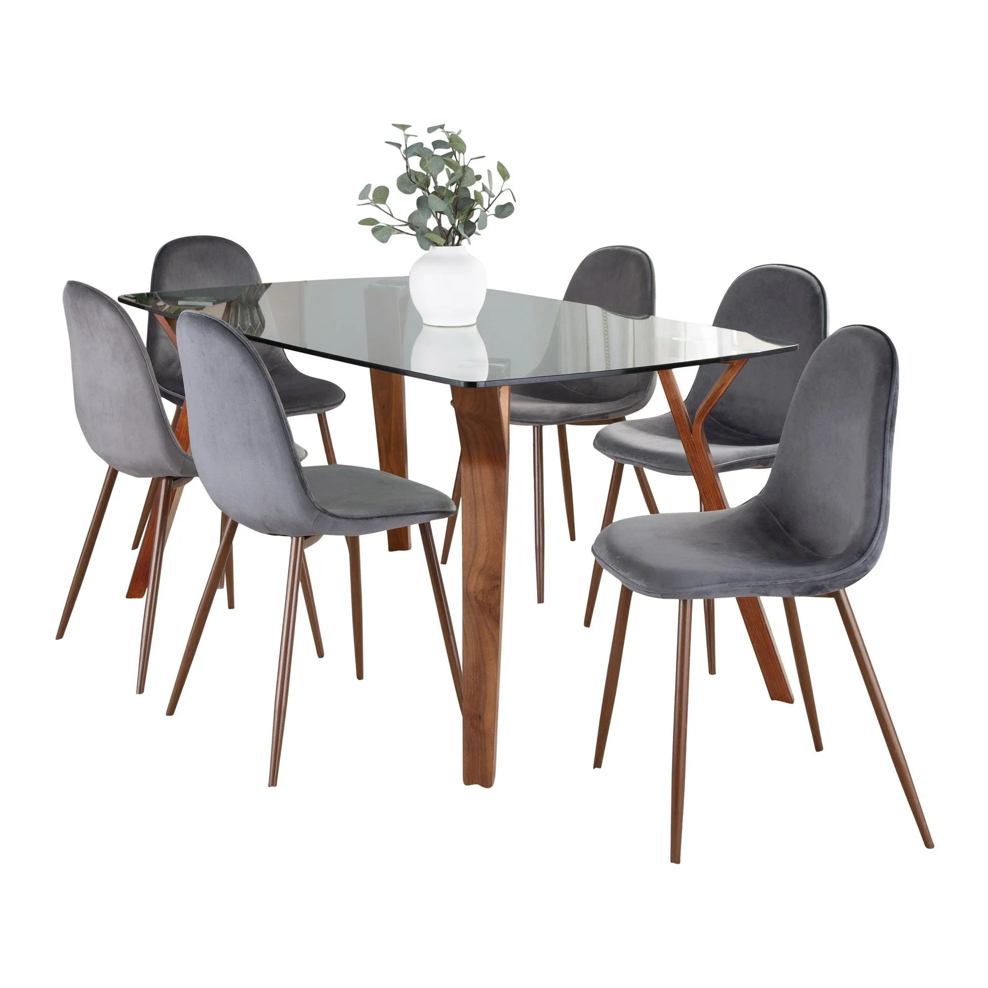 Folia Pebble Dining Set - 7 Piece By LumiSource - DS7-FOLIAWLCL 6PEBWLBU