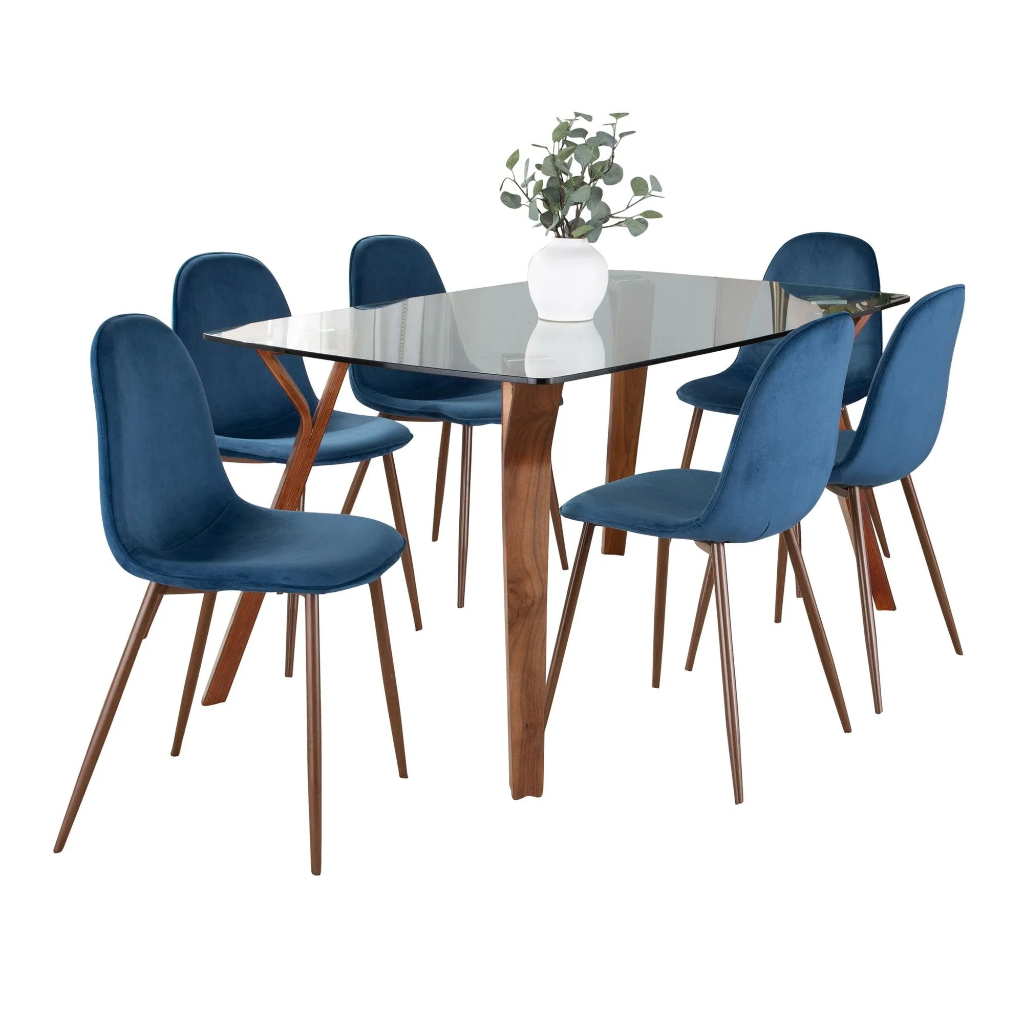 Folia Pebble Dining Set - 7 Piece By LumiSource - DS7-FOLIAWLCL 6PEBWLBU