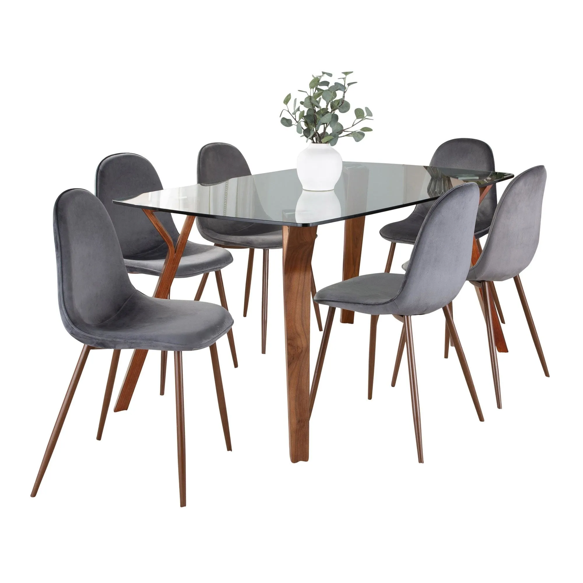 Folia Pebble Dining Set - 7 Piece By LumiSource - DS7-FOLIAWLCL 6PEBWLBU