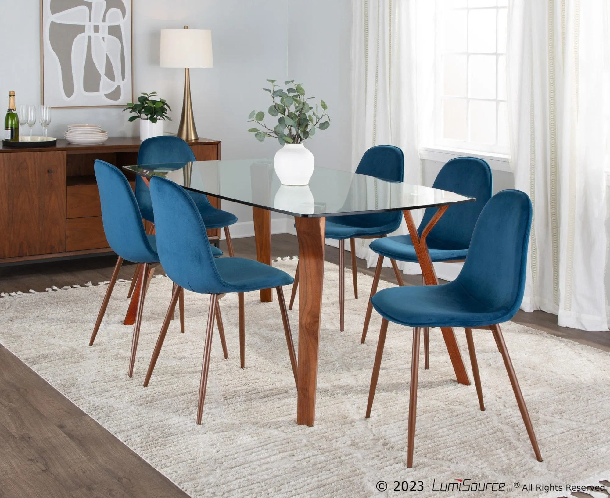 Folia Pebble Dining Set - 7 Piece By LumiSource - DS7-FOLIAWLCL 6PEBWLBU