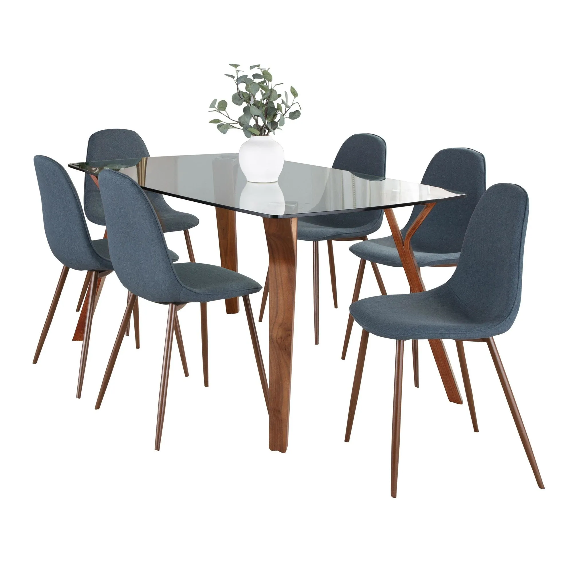 Folia Pebble Dining Set - 7 Piece By LumiSource - DS7-FOLIAWLCL 6PEBWLBU
