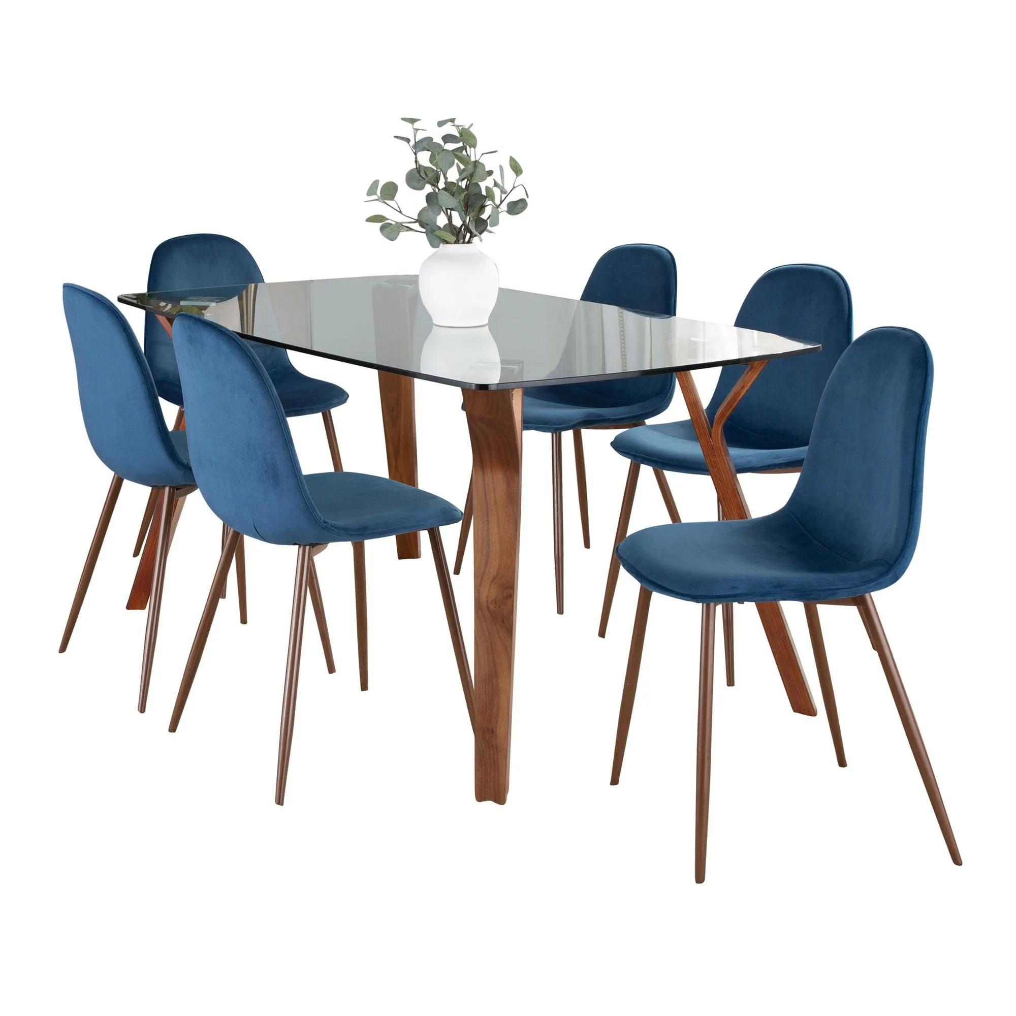 Folia Pebble Dining Set - 7 Piece By LumiSource - DS7-FOLIAWLCL 6PEBWLBU