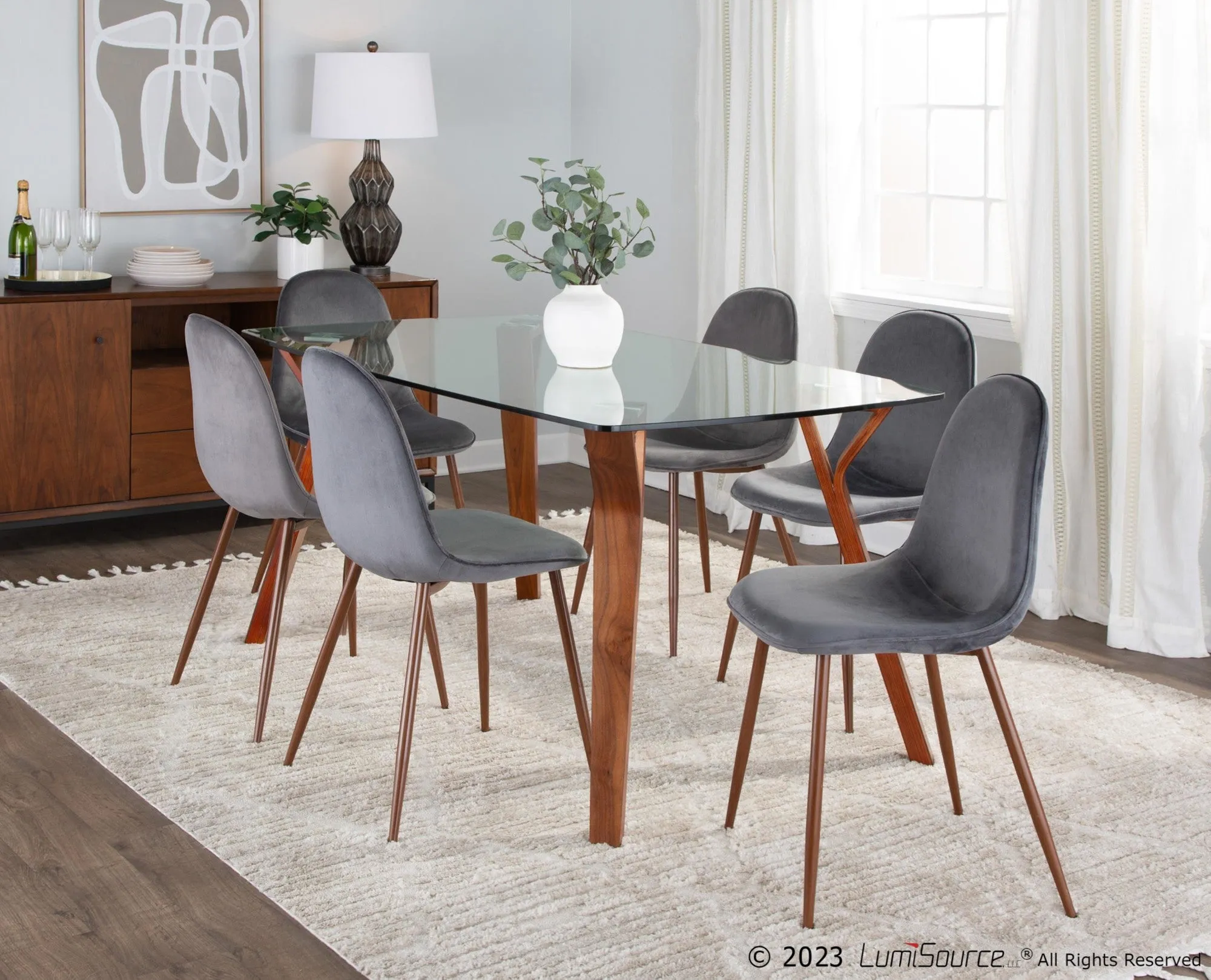 Folia Pebble Dining Set - 7 Piece By LumiSource - DS7-FOLIAWLCL 6PEBWLBU