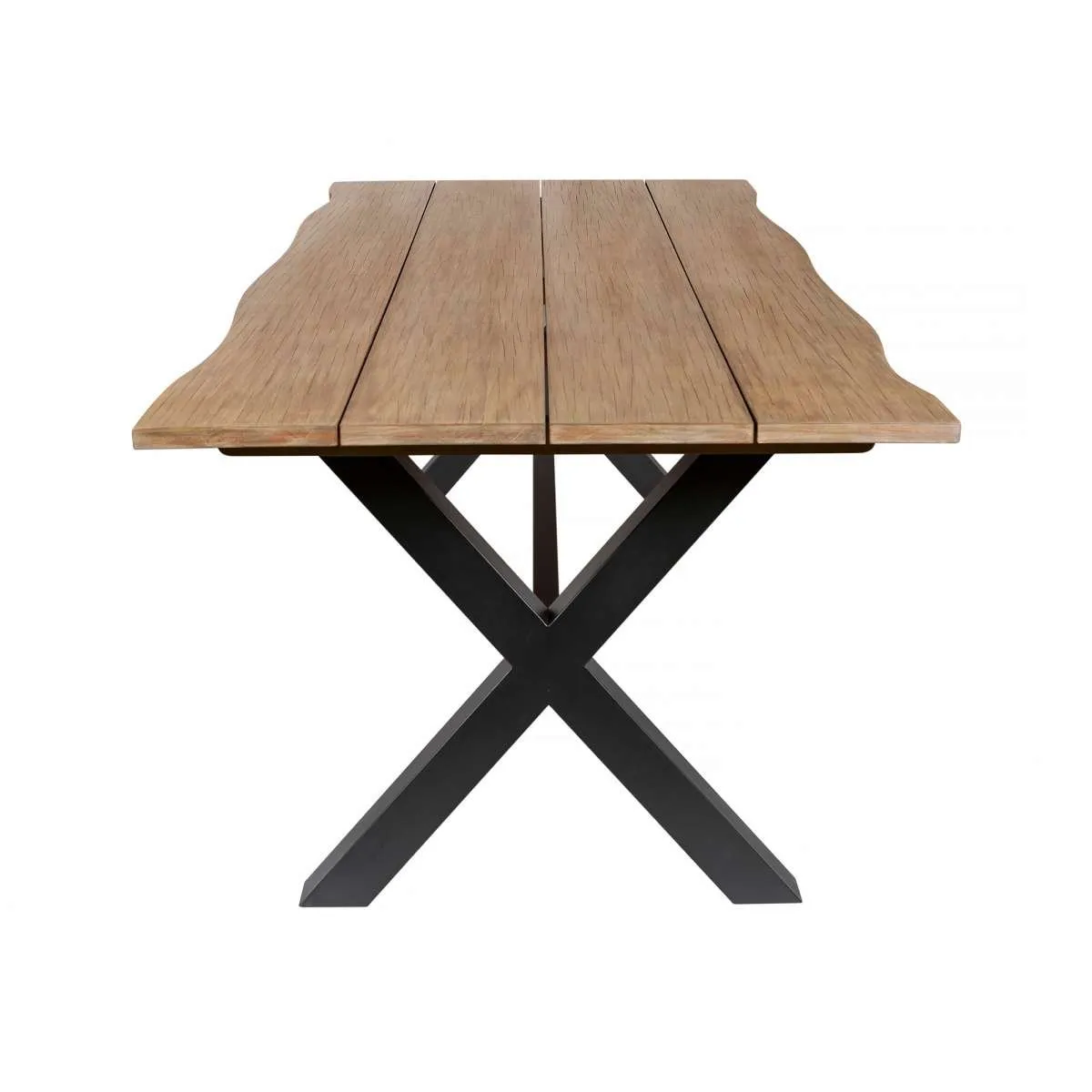 Glendora Doris Outdoor Patio 7 Piece Live Edge Dining Set in Eucalyptus Wood and Black Rope By Armen Living