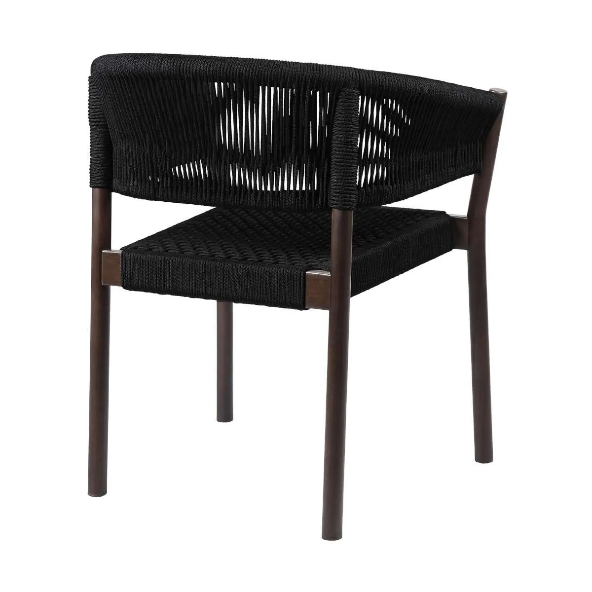 Glendora Doris Outdoor Patio 7 Piece Live Edge Dining Set in Eucalyptus Wood and Black Rope By Armen Living