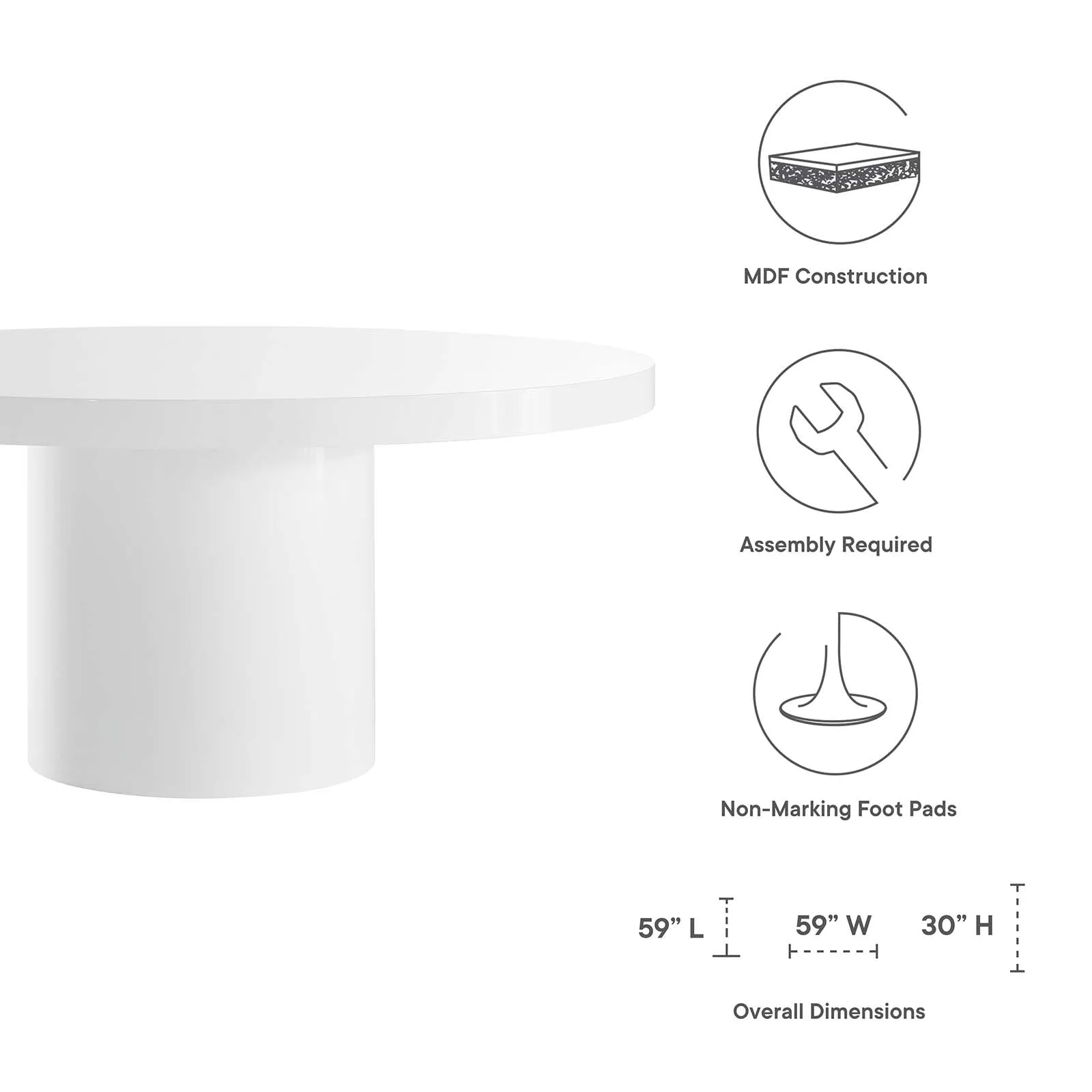 Gratify 60" Round Dining Table By Modway - EEI-4910