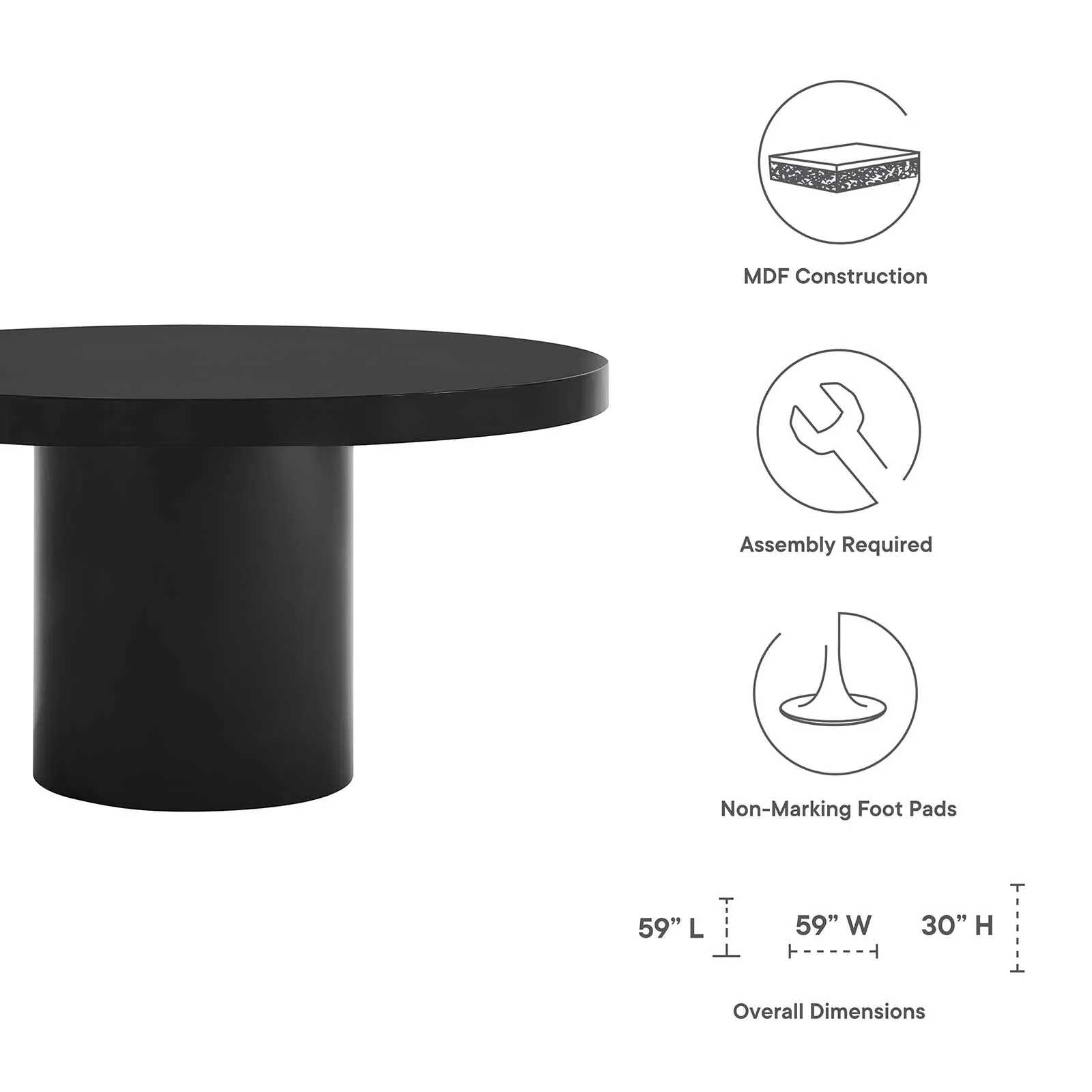 Gratify 60" Round Dining Table By Modway - EEI-4910