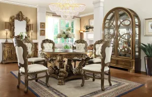 HD-8008 - 5 Piece Dining Table Set - Bronze