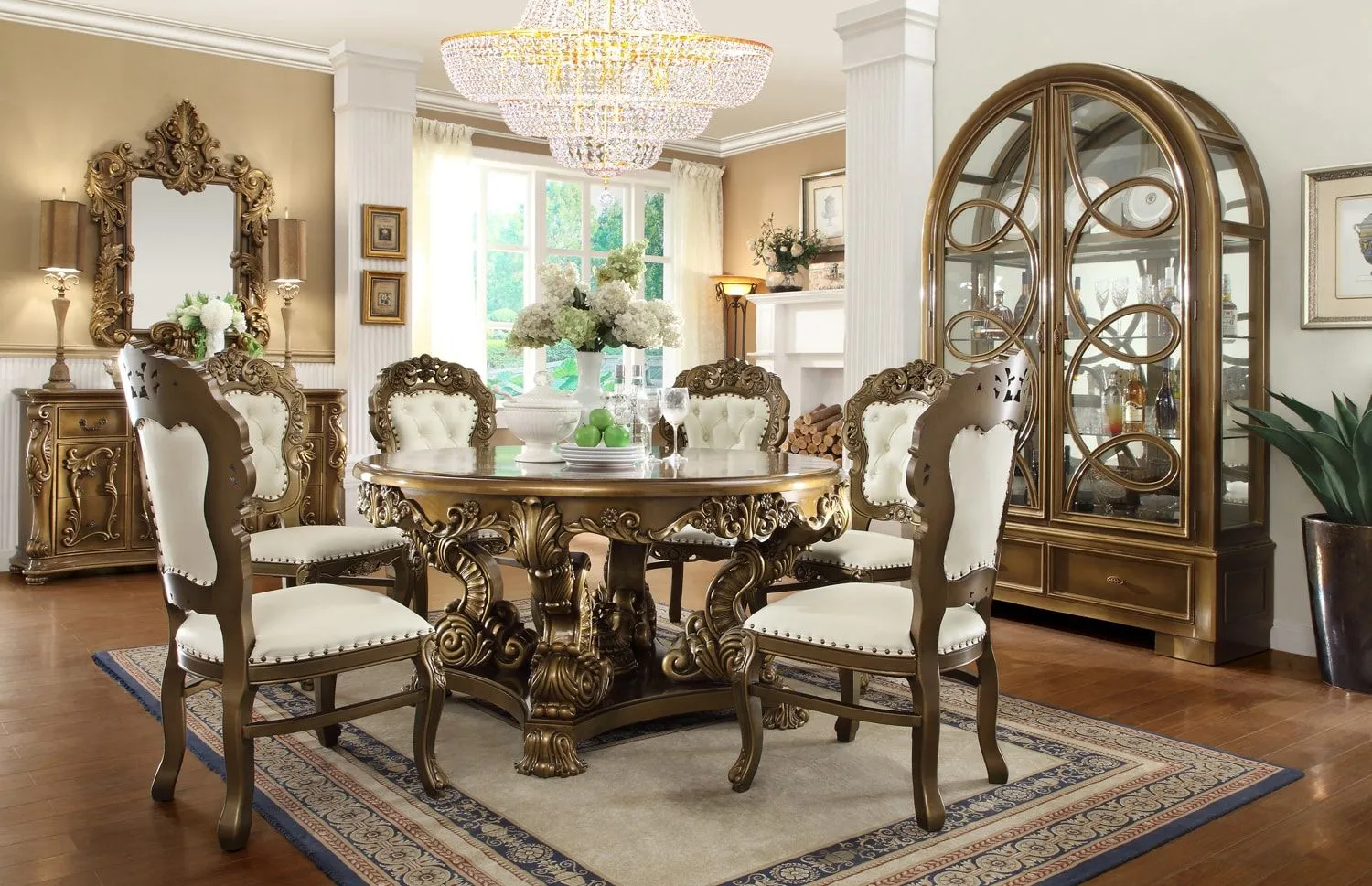 HD-8008 - 5 Piece Dining Table Set - Bronze