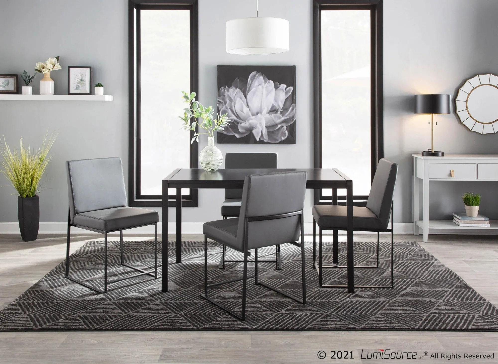 High Back Fuji Dining Chair - Set of 2 Gray By LumiSource - DC-HBFUJI BKGY2