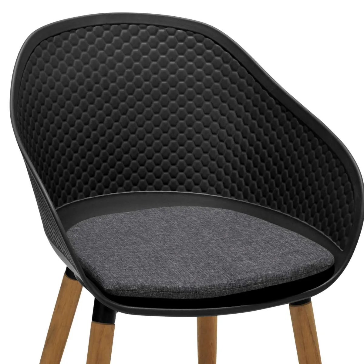 Ipanema Outdoor Dining Chair with Teak Legs and Dark Grey Olefin - Set of 2 By Armen Living