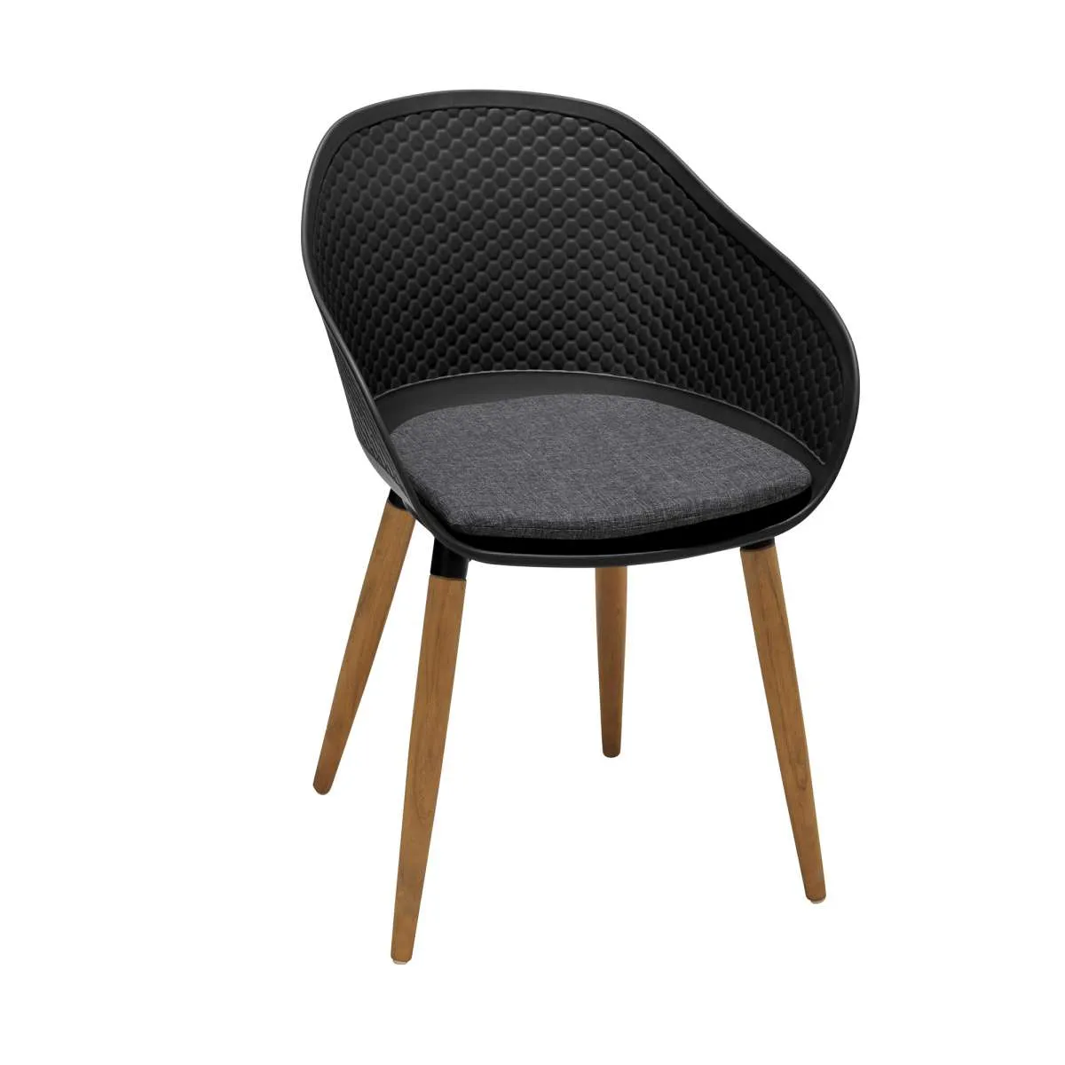 Ipanema Outdoor Dining Chair with Teak Legs and Dark Grey Olefin - Set of 2 By Armen Living