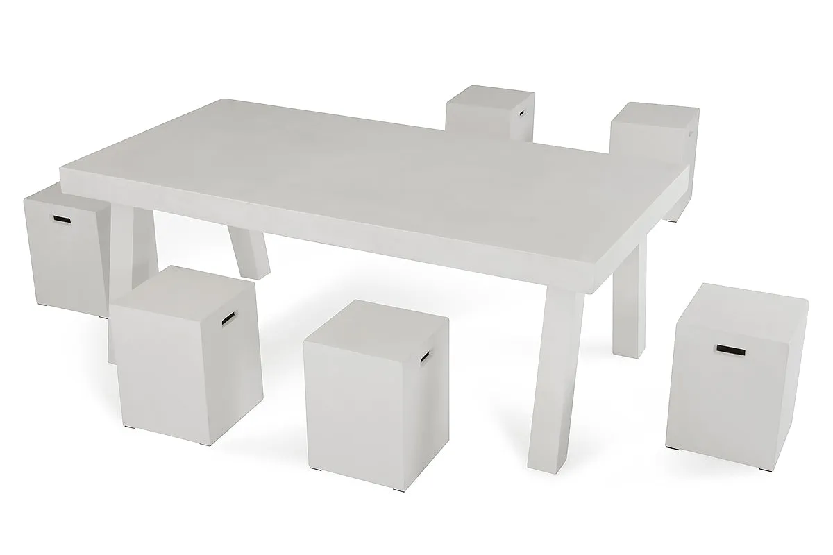 Ivory Concrete Dining Stool By Homeroots