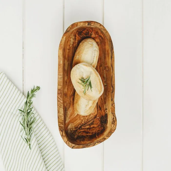 Just Slate Olive Wood Large Rustic Serving Bowl