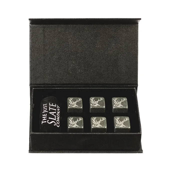 Just Slate Set of Stag Engraved Whisky Stones