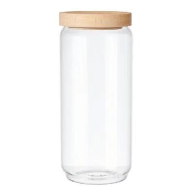 KitchenCraft Idilica 1Ltr Glass Storage Jar With Beechwood Lid